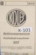 Kolb-Kolb Operations NKR BA12 RadialBohrmaschinen Boring Manual-NKR BA12-01